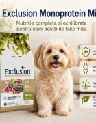 EXCLUSION Mediterraneo Monoprotein Formula Small Breed XS-S Miel și Orez hrană uscată monoproteică câini 7kg